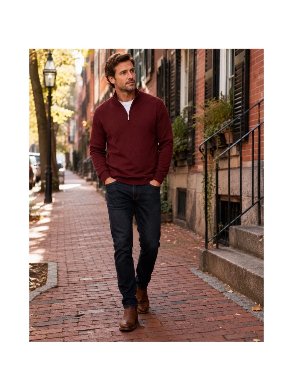 Artefact 100% Merino Wool Quarter Zip Sweater Mens XL Burgundy Mock Neck